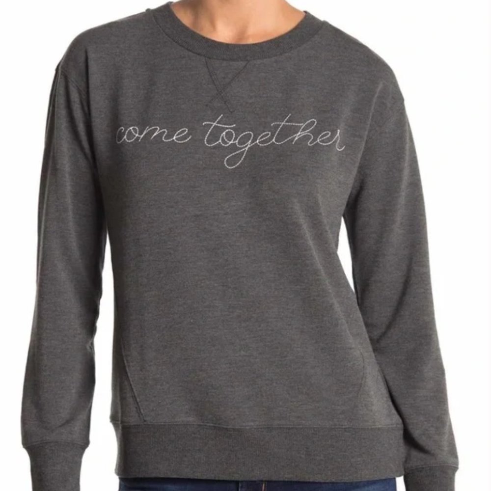 C&C California Come Together Ultra Soft Comfy Gray Sweatshirt Sz M Lightweight